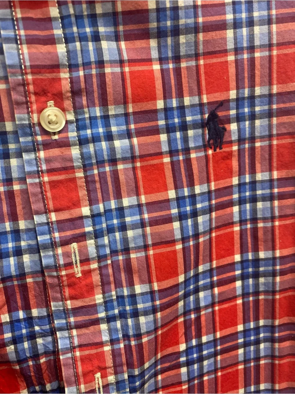Ralph Lauren Red & Blue Plaid Button-Down Shirt - Kids S  8-10